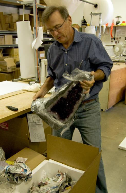 2013 - Greg packing an amethyst cathedral